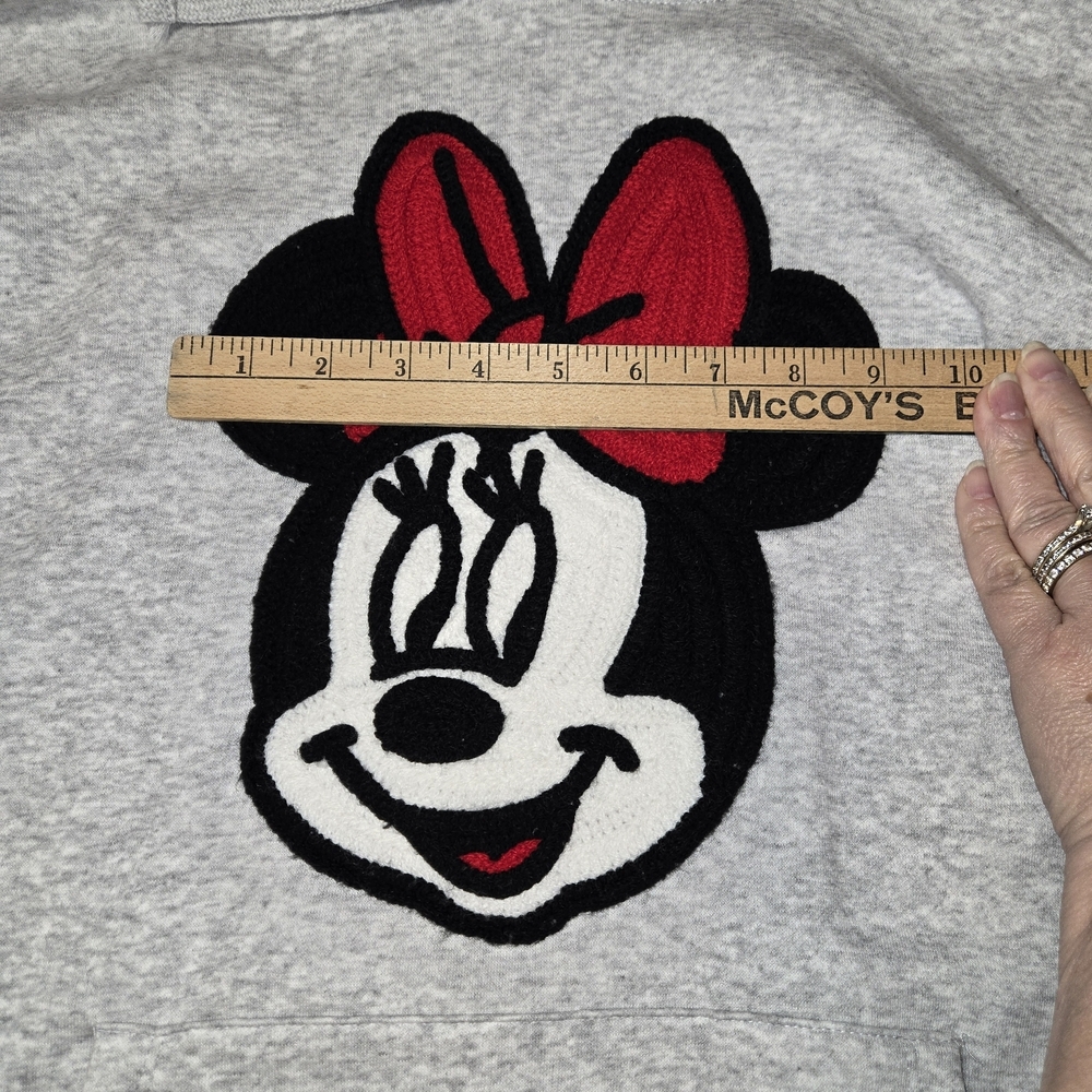 Disney Minnie Mouse Hoodie XXL Gray Embroidered Applique EUC - Picture 2 of 13